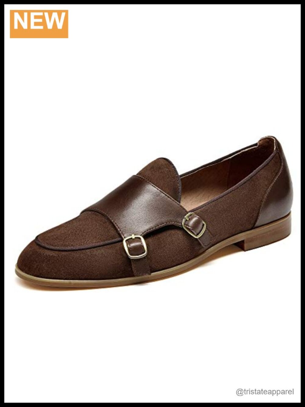 Women's Monk Strap Loafers Kid Suede Leather Slip-On Flat Business Casual